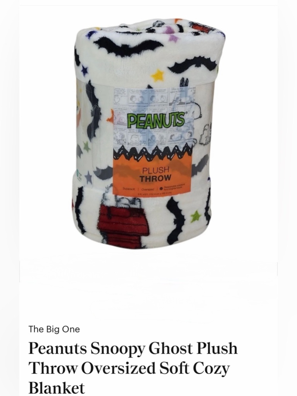 Peanuts Halloween Plush Throw Blanket Supersoft 5' x 6 ft